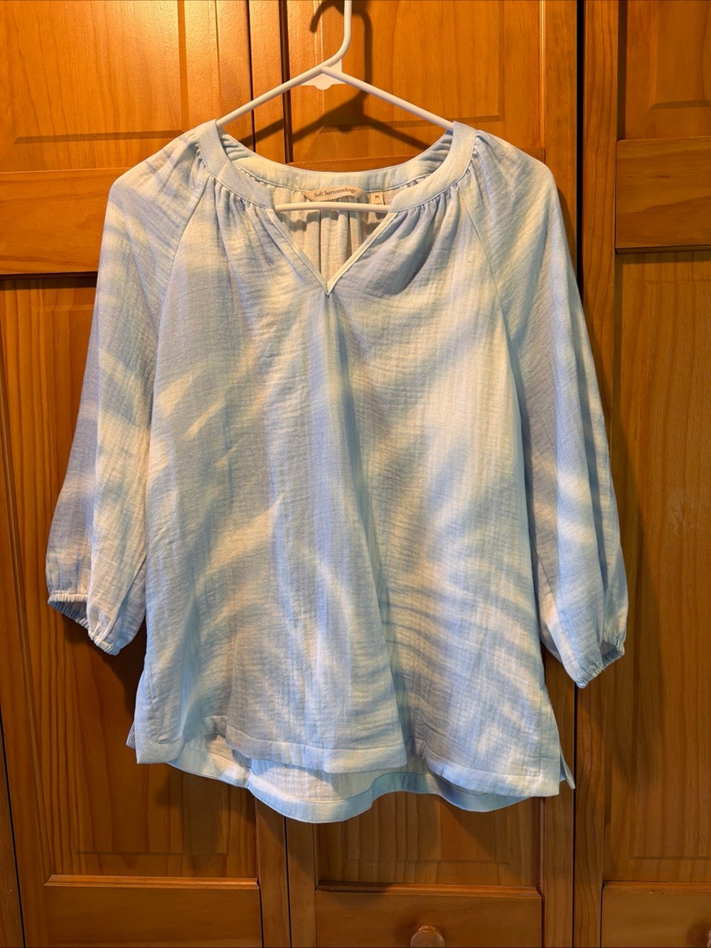Soft Surroundings Light Blue Women's Peasant Tunic Top